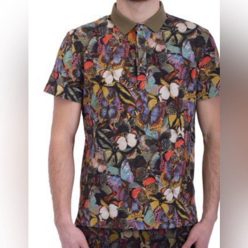 Valentino Butterfly Print Polo